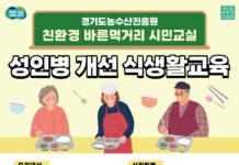 경기도농수산진흥원, 성인병 개선 식생활 교육 참가자 모집