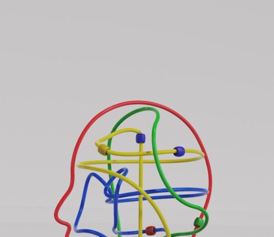 뇌 건강, 평생 지키는 5가지 생활습관 a sculpture of a man's head made of colored wires